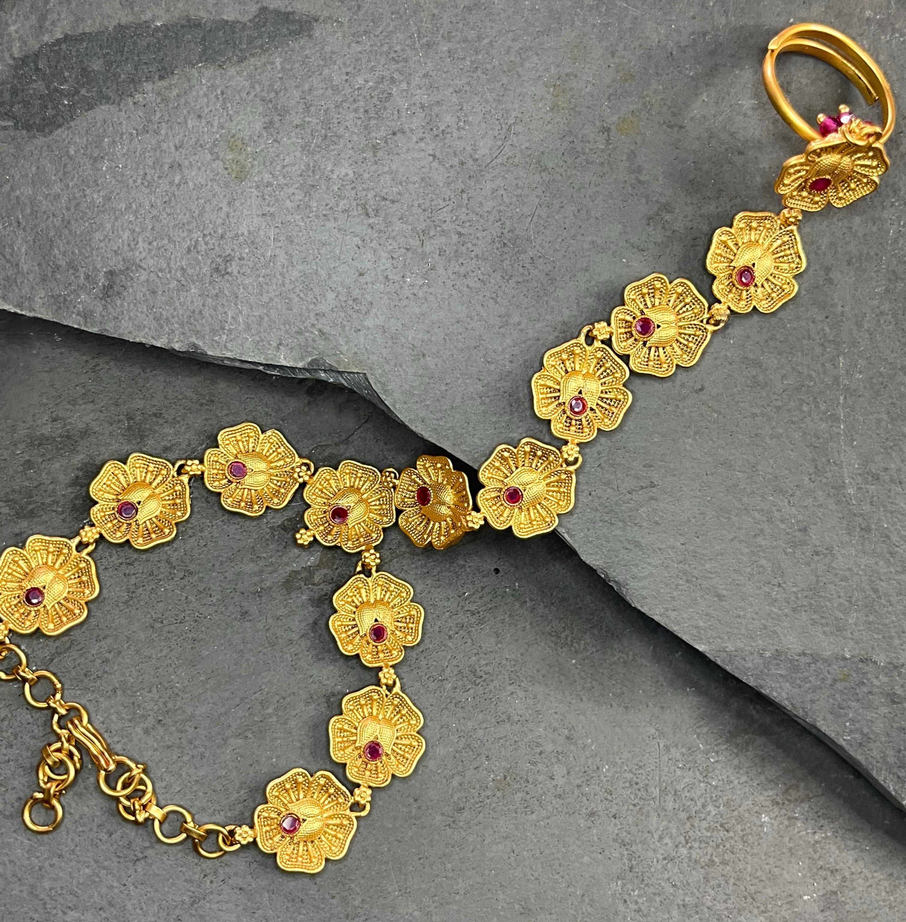Gold Flower Hand Chain - Fergadot London