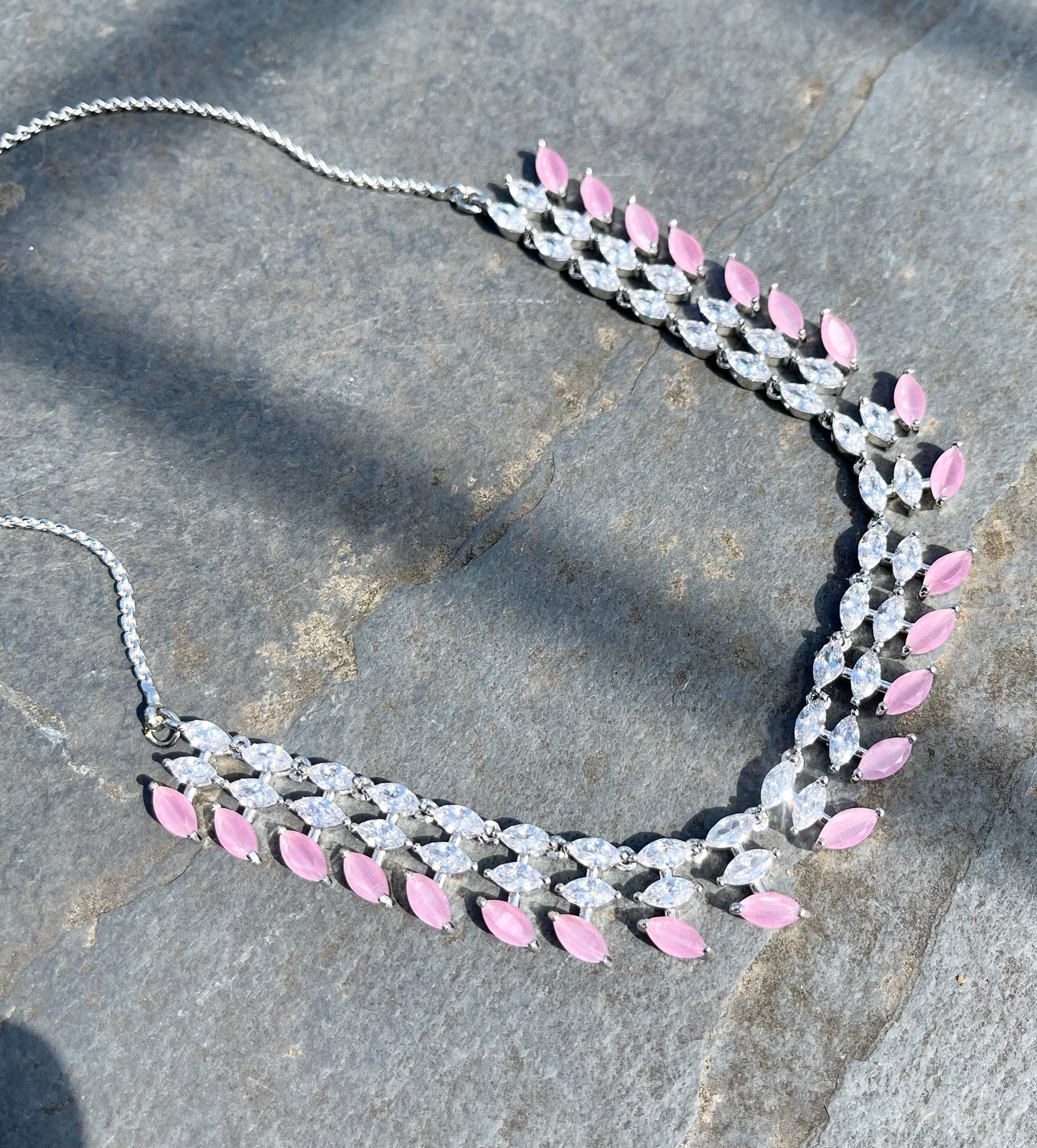 Pink Silver Necklace - Fergadot London