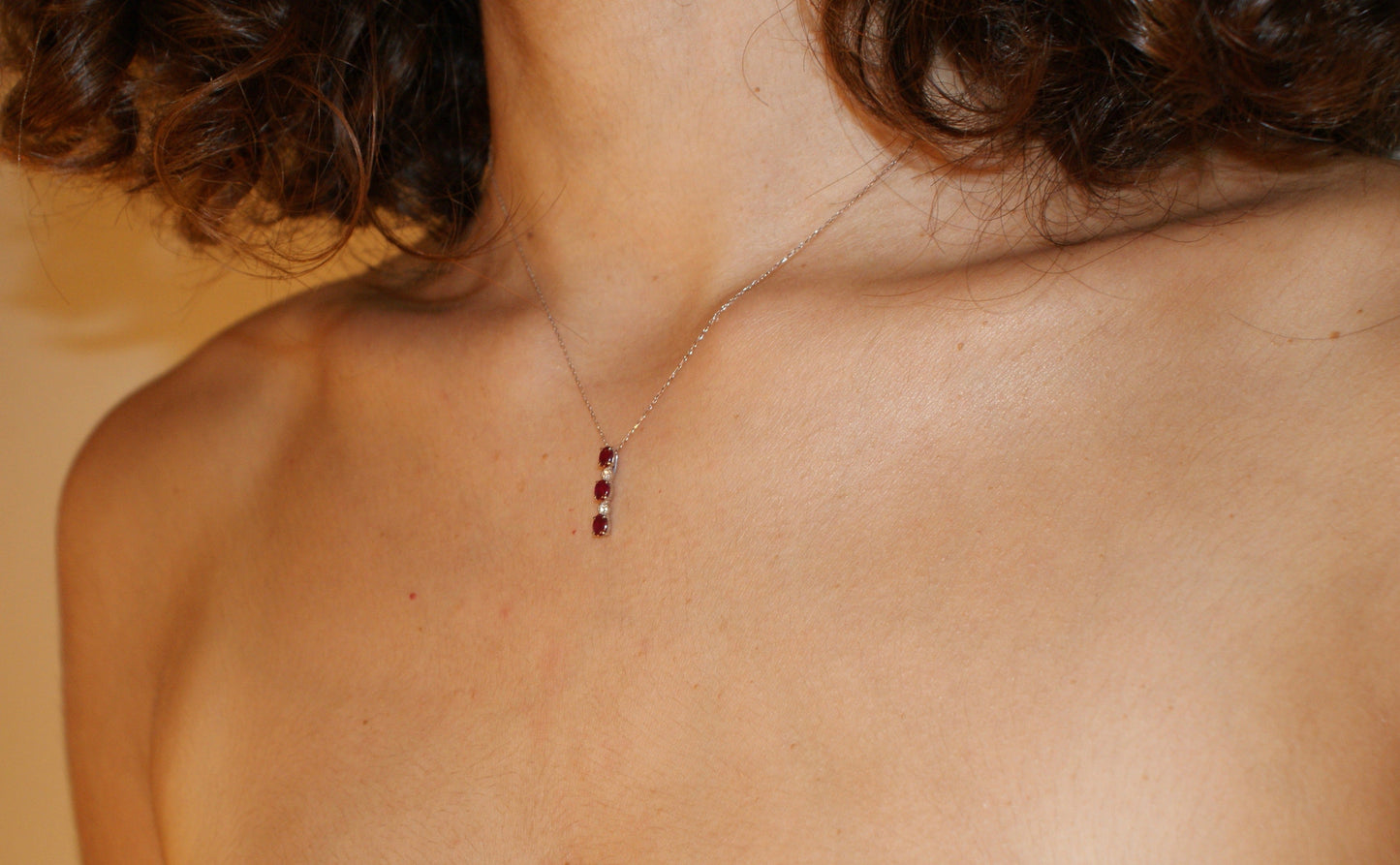 fergadot - Ruby and Diamond Vertical Pendant - Necklace