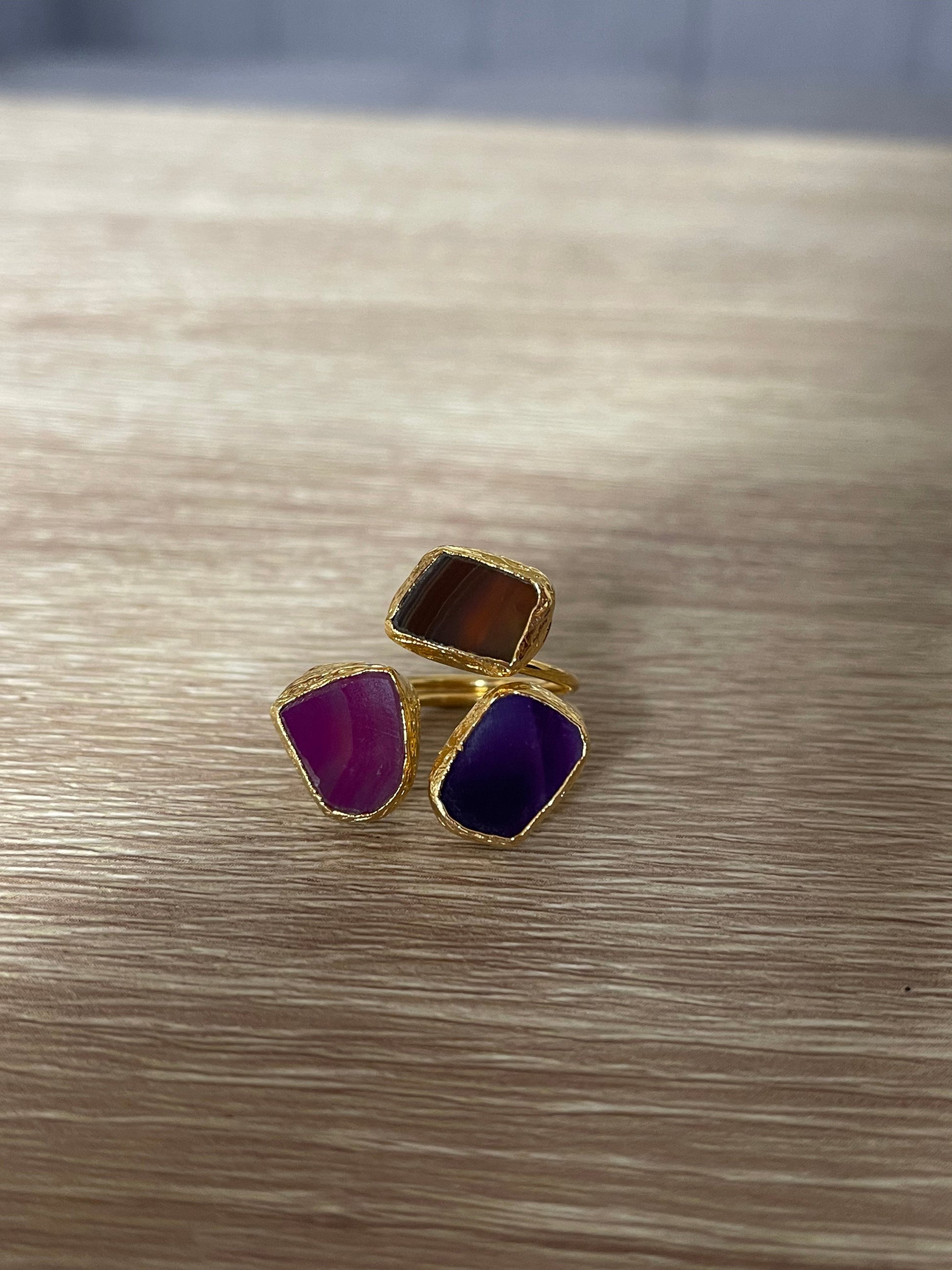 Triple Pink & Purple Stone Ring Fergadot