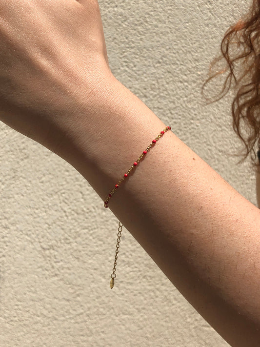 micro Stone Charm Bracelet in Red - Fergadot