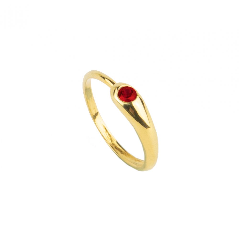 24K Gold-plated Red CZ Ring - Fergadot