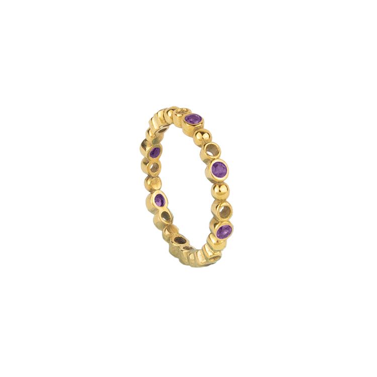 The Honeycomb Ring is crafted in 24k Gold-plated sterling silver and is consisting of tiny circles, some of them embellished with sparkly Cubic Zirconia. We love them because they allow you to create your own personal expression and they are easy to style with other jewellery.