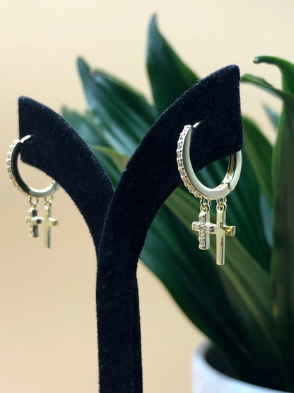 Crystal-embellished Cross Earrings - Fergadot